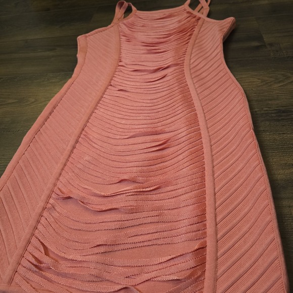 Stretta Dresses & Skirts - Stretta Bandage Bodycon Mini Dress M Pink‎ Salmon Peach Party Clubwear Y2K